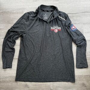 Toronto Raptors 1/4 Zip Long Sleeve Performance Fanatics Top Gray Mens Sz XL NBA